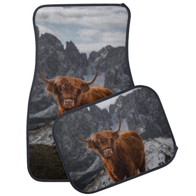 Scotland Cow Mountains: Nature Photography Car Floor Mat (Set)