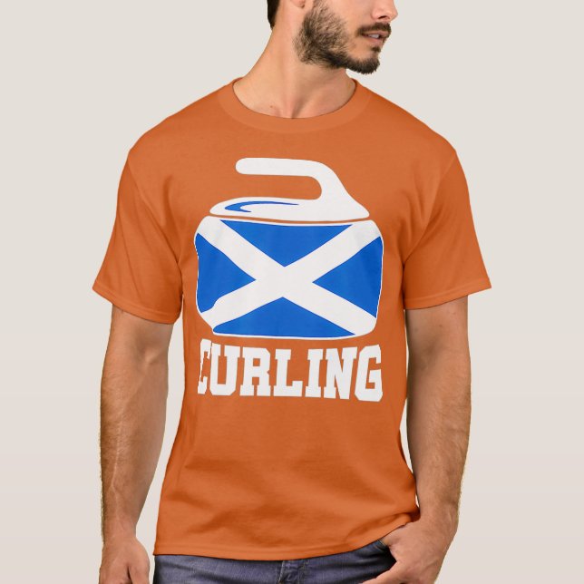 Scotland Curling  I Scottish Flag Curling Stone T-Shirt (Front)