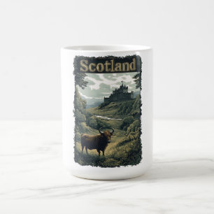 Scotland Design: Highland Cow, Castle, and Scenery Coffee Mug