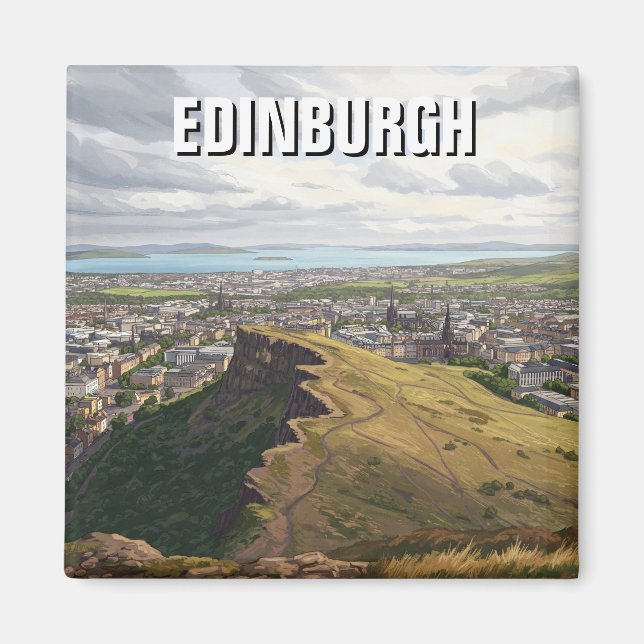 Scotland Edinburgh Arthurs Seat Travel Magnet (Front)