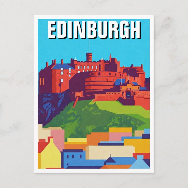Scotland Edinburgh Castle Abstract Art Postcard (Front)