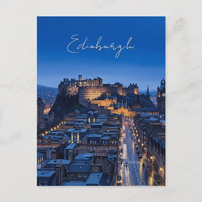 Scotland Edinburgh Castle Night Postcard (Front)
