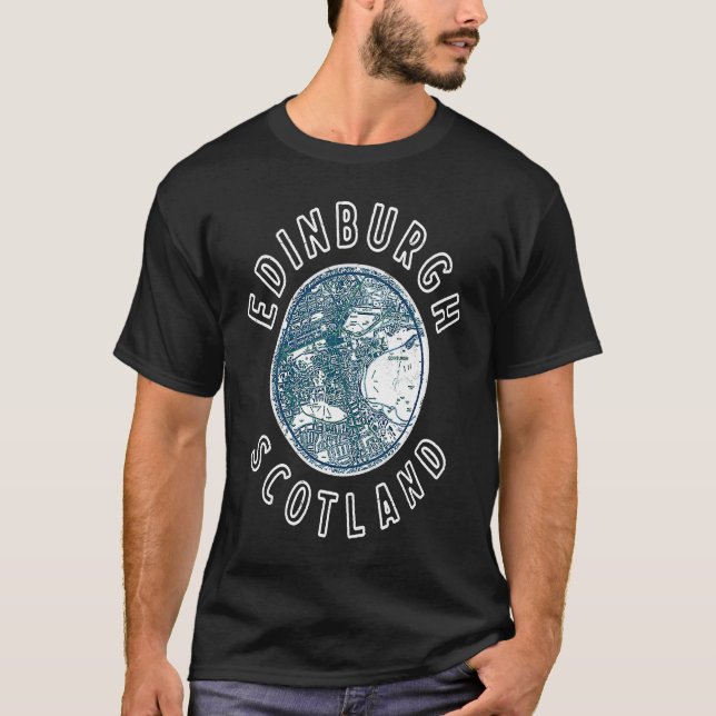 Scotland Edinburgh Retro Map Scottish T-Shirt (Front)