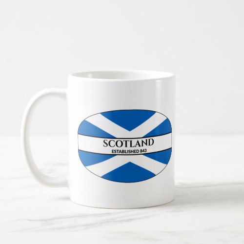 Scotland Established 843 Blue Saltire Flag Coffee Mug