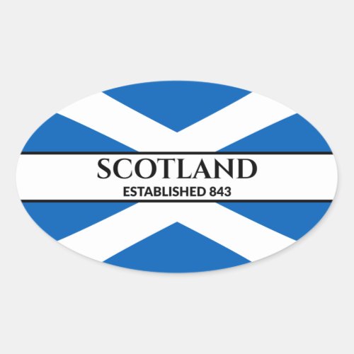 Scotland Established 843 Blue Saltire Flag Oval Sticker