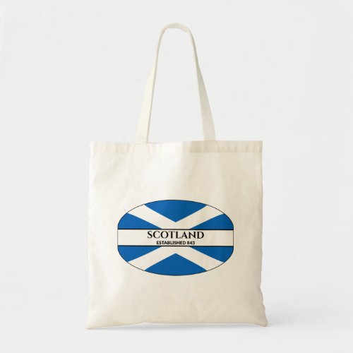 Scotland Established 843 Blue Saltire Flag Tote Bag