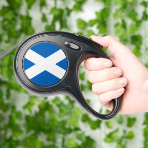 SCOTLAND FLAG BLUE WHITE CROSS  RETRACTABLE PET LEASH 