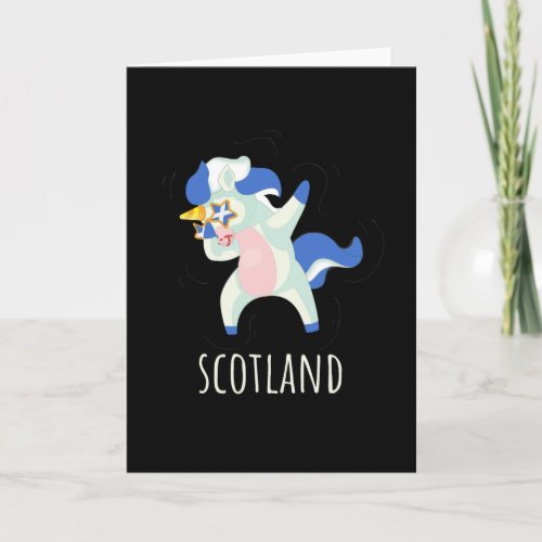 Scotland Flag Dabbing Unicorn Card