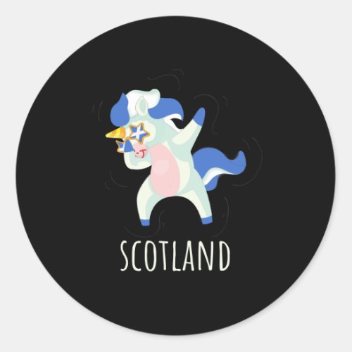 Scotland Flag Dabbing Unicorn Classic Round Sticker