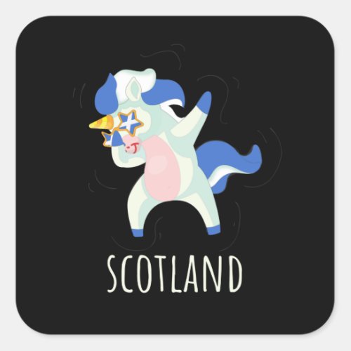 Scotland Flag Dabbing Unicorn Square Sticker