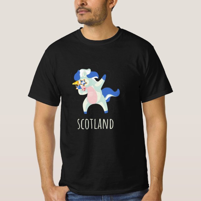 Scotland Flag Dabbing Unicorn T-Shirt (Front)