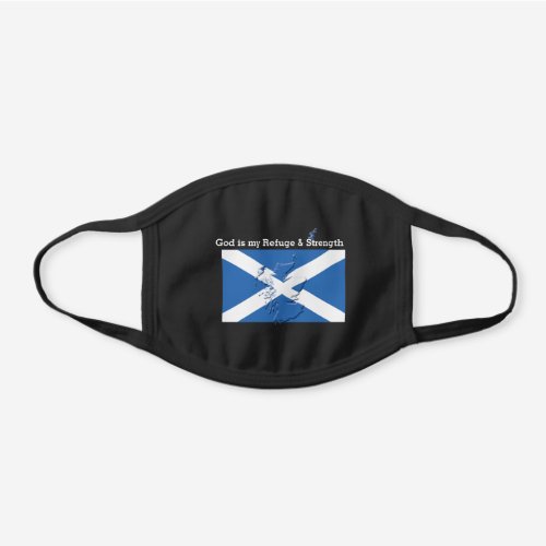 Scotland Flag GOD IS MY REFUGE Black Cotton Face Mask