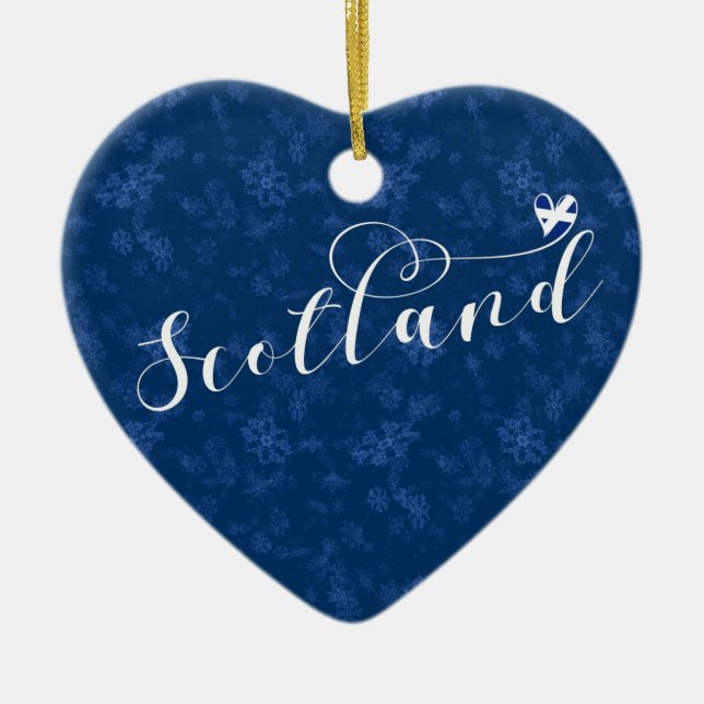 Scotland Flag in Heart, Scottish Saltire Ceramic Ornament (Front)