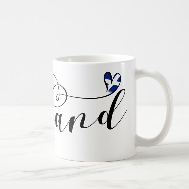 Scotland Flag in Heart, Scottish Saltire Coffee Mug (Right)
