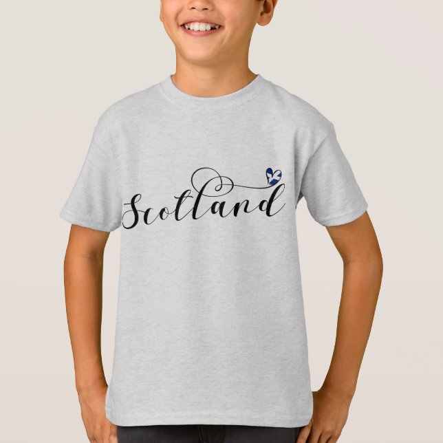 Scotland Flag in Heart, Scottish Saltire T-Shirt (Front)