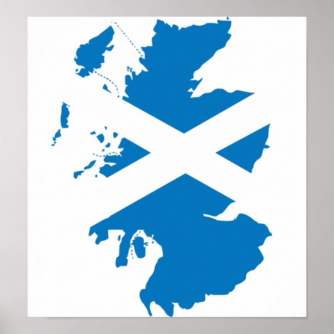 Scotland Flag Map Full Size Poster Zazzle Scotland Flag Map Full Size Poster Zazzle