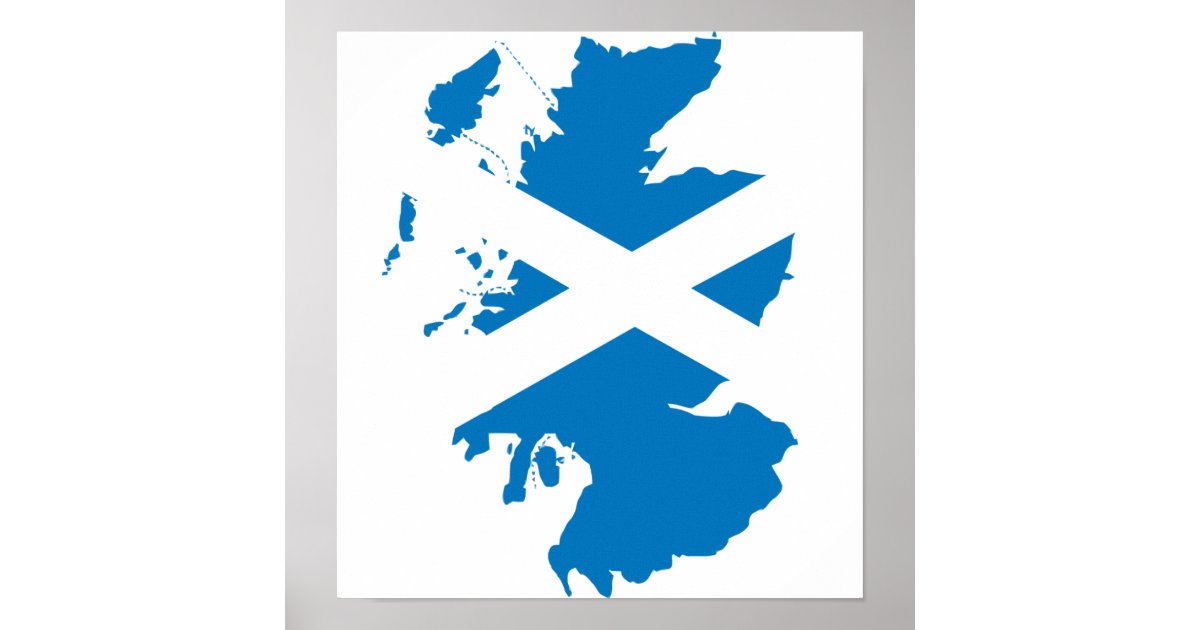 Scotland Flag Map full size Poster | Zazzle.com