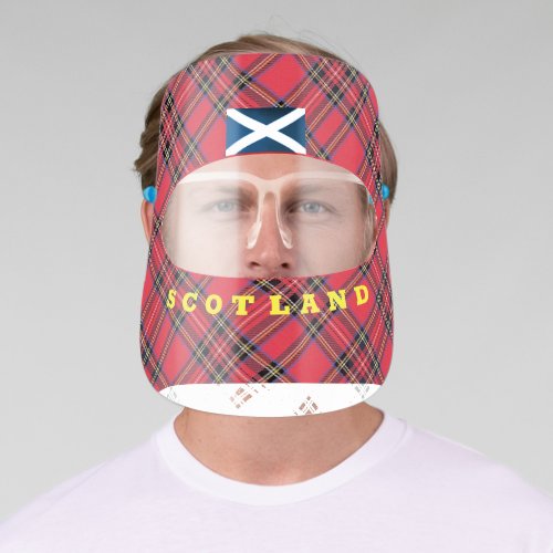 Scotland Flag Royal Stewart Red Tartan Plaid Face Shield
