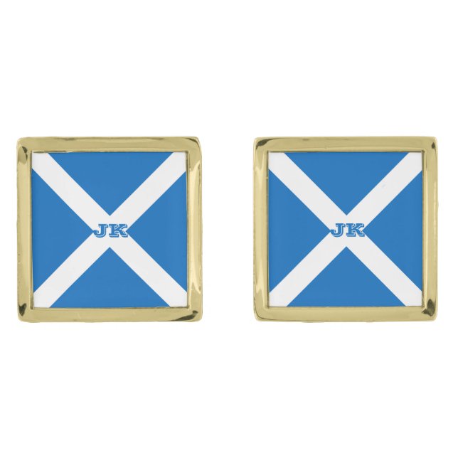 Scotland flag Scottish Saltire Gold Cufflinks (Front)