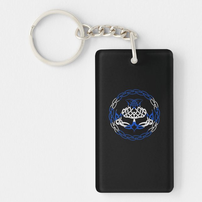 Scotland Flag Scottish Thistle Keychain (Front)