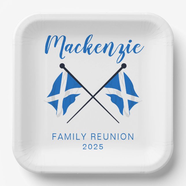 Scotland Flags Family Reunion  Paper Plates (Front)