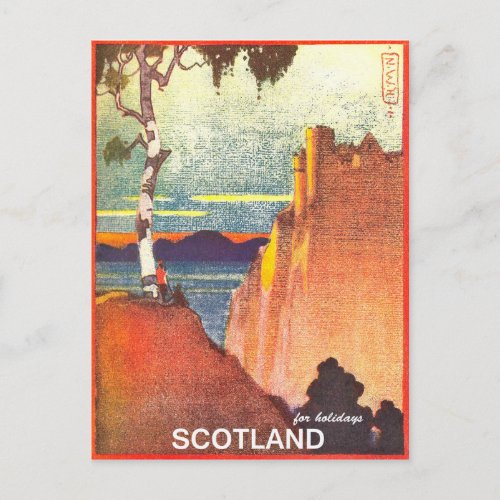 Scotland for holidays vintage travel postcard