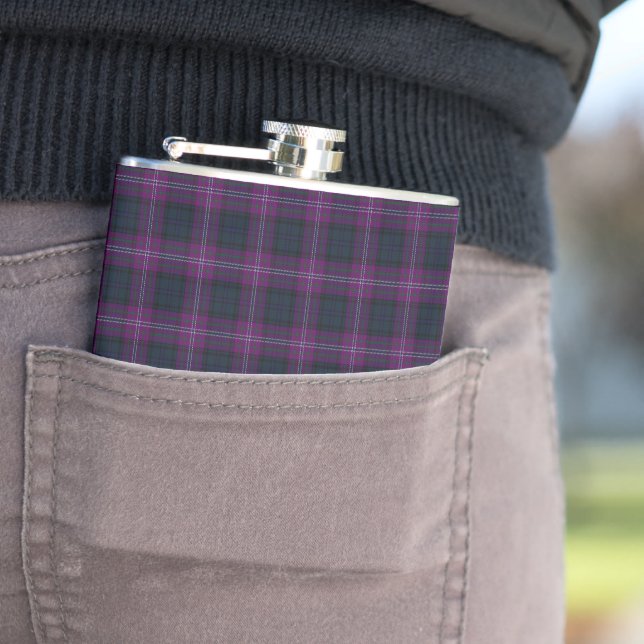 Scotland Forever Clan Tartan Plaid Pattern Flask (In Situ)