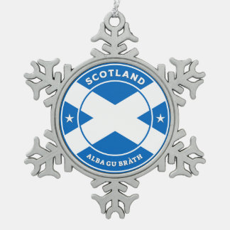 Scotland Forever Snowflake Pewter Christmas Ornament