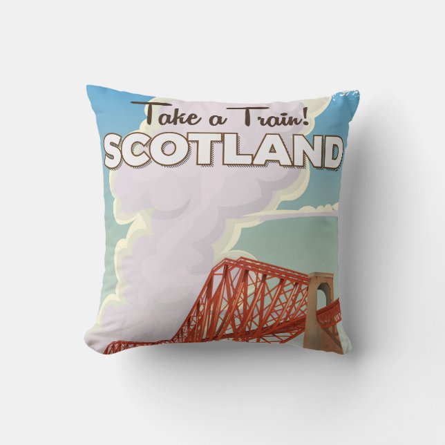 Scotland Fourth Bridge Travel poster. Throw Pillow (Front)