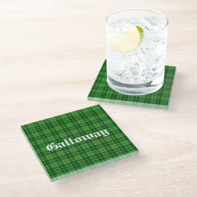 Scotland Galloway District Tartan Personalized Glass Coaster (Angled)