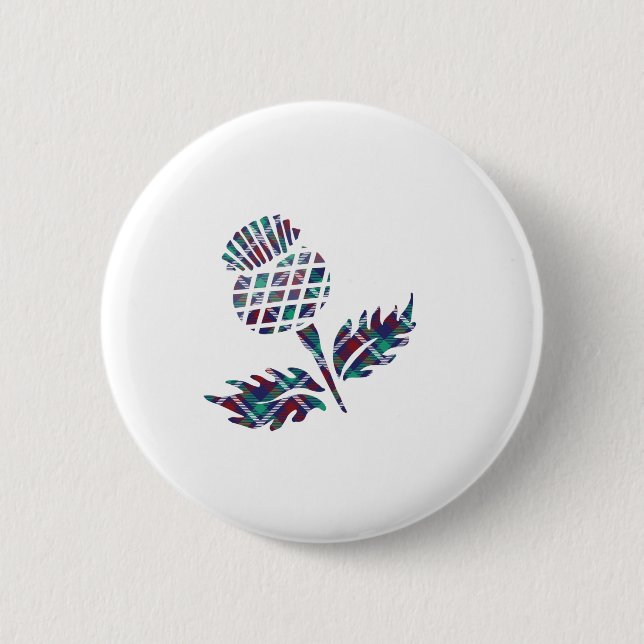 Scotland Gifts Scottish Thistle Tartan Plaid Gift Button (Front)