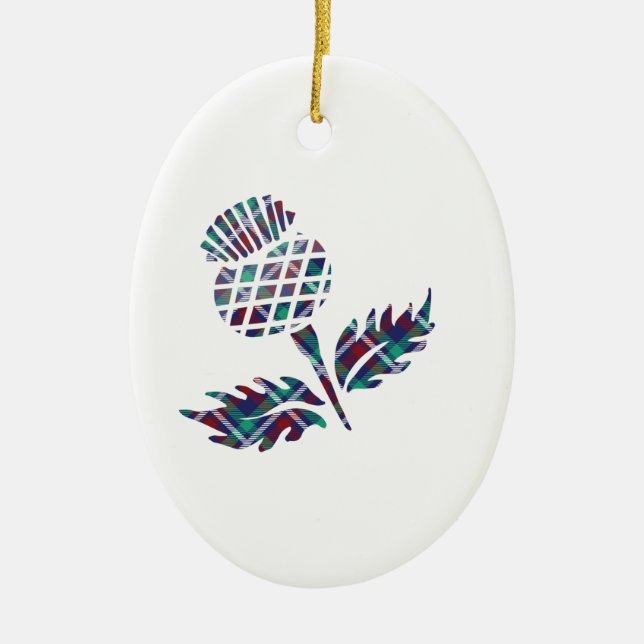 Scotland Gifts Scottish Thistle Tartan Plaid Gift Ceramic Ornament (Front)