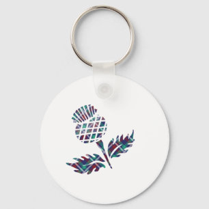 Scotland Gifts Scottish Thistle Tartan Plaid Gift Keychain