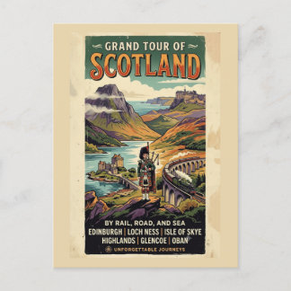 Scotland Grand Tour Retro Travel Poster Postcard