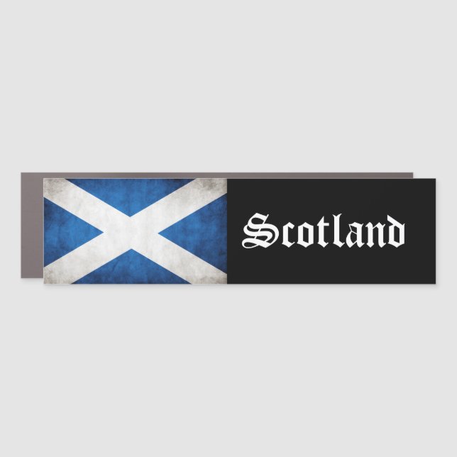 Scotland Grunge Flag and Text Car Magnet (Front)