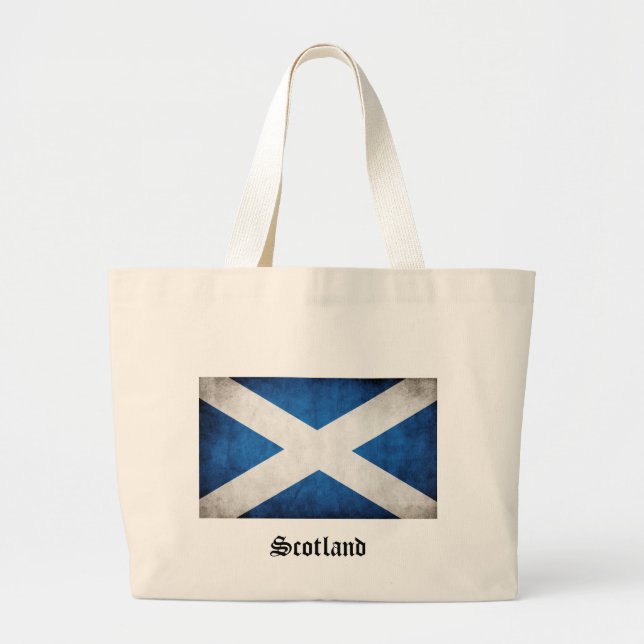Scotland Grunge Flag Large Tote Bag (Front)
