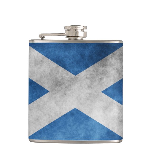 Scotland Grunge- Saint Andrew's Cross Hip Flask (Front)
