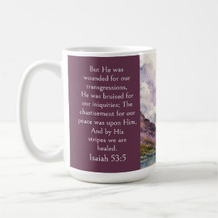 Scotland Highlands Aesthetic, Isaiah 53:5 Bible Coffee Mug