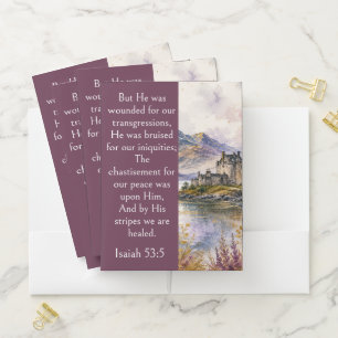 Scotland Highlands Aesthetic, Isaiah 53:5 Bible Pocket Folder