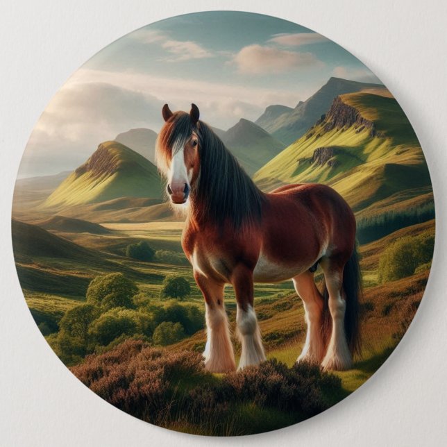 Scotland highlands Clydesdale horse Button (Front)