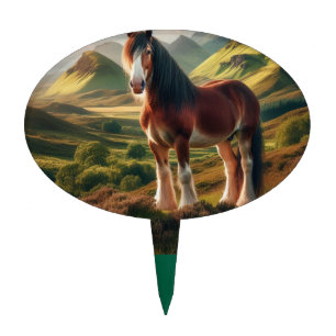 Scotland highlands Clydesdale horse Cake Topper