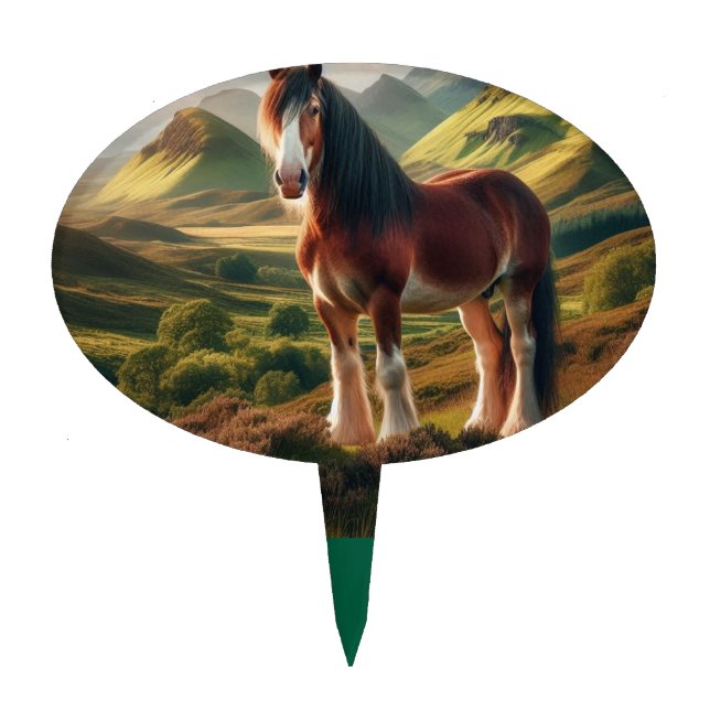Scotland highlands Clydesdale horse Cake Topper (Front)