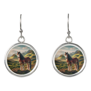 Scotland highlands Clydesdale horse Earrings