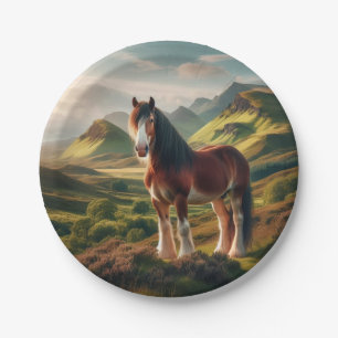 Scotland highlands Clydesdale horse Paper Plates