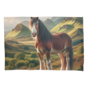 Scotland highlands Clydesdale horse Pillow Case