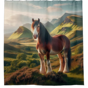 Scotland highlands Clydesdale horse Shower Curtain