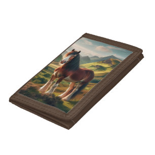 Scotland highlands Clydesdale horse Tri-fold Wallet