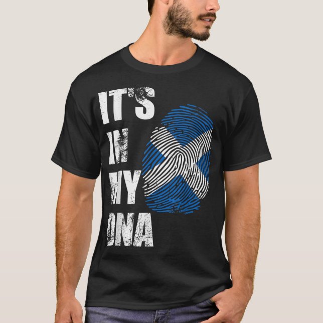 SCOTLAND, IT'S IN MY DNA SCOTTISH FLAG DISTRESSED  T-Shirt (Front)
