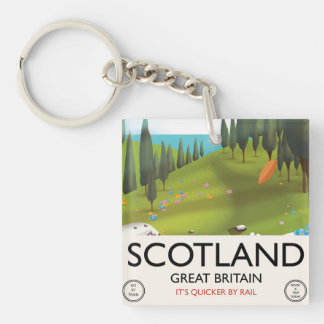 Scotland 'It's quicker by rail' Travel poster Keychain