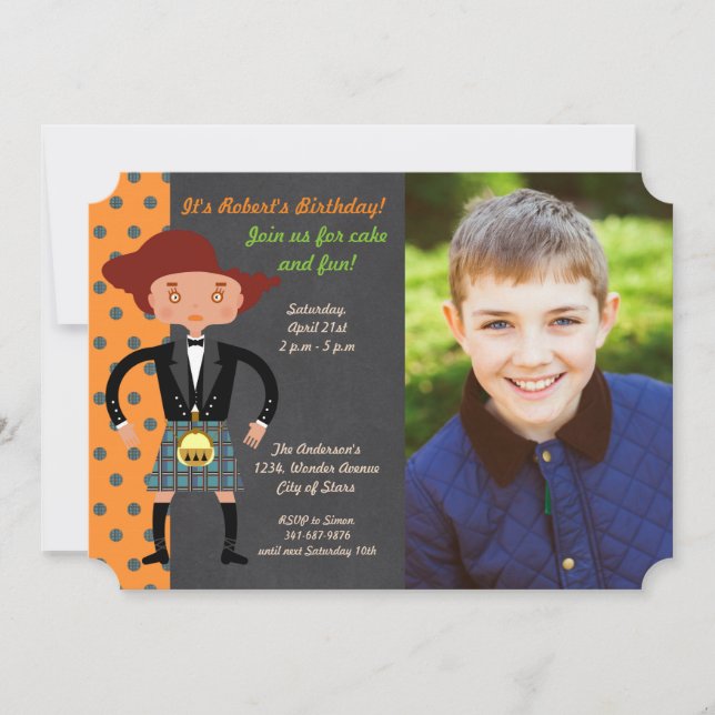 Scotland kid with kilt Birthday Party Invitation (Front)